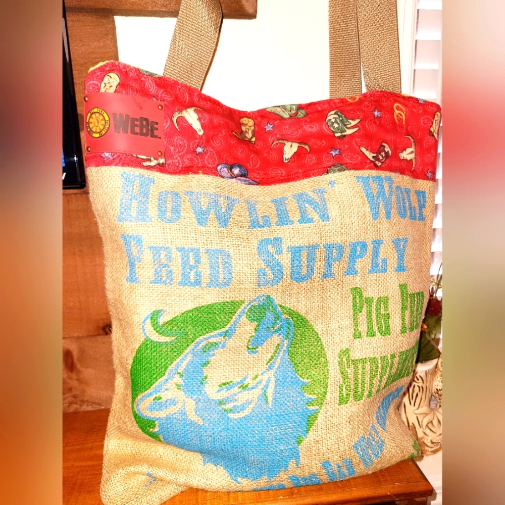 Burlap Feed Bag Tote